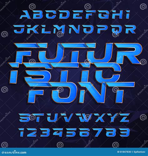 futuristic alphabet letters.